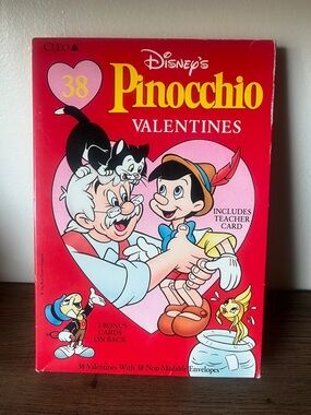 New in Box 38 Vintage Disney Pinocchio Valentines Day Cards W/ Envelopes